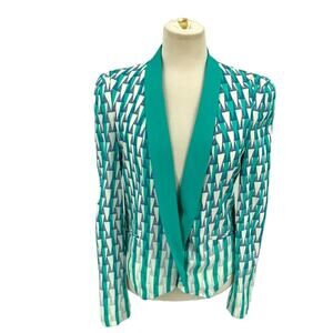 Rebecca Minkoff Becky Jacket 100% Silk Aquamarine Combo Size Medium NWT $368